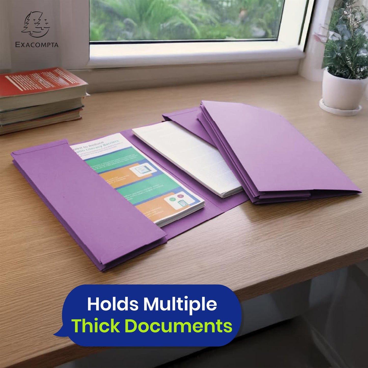 Exacompta Guildhall Mauve Foolscap 315gsm Heavyweight Manilla Double-Pocket Document Wallet,pack of 25