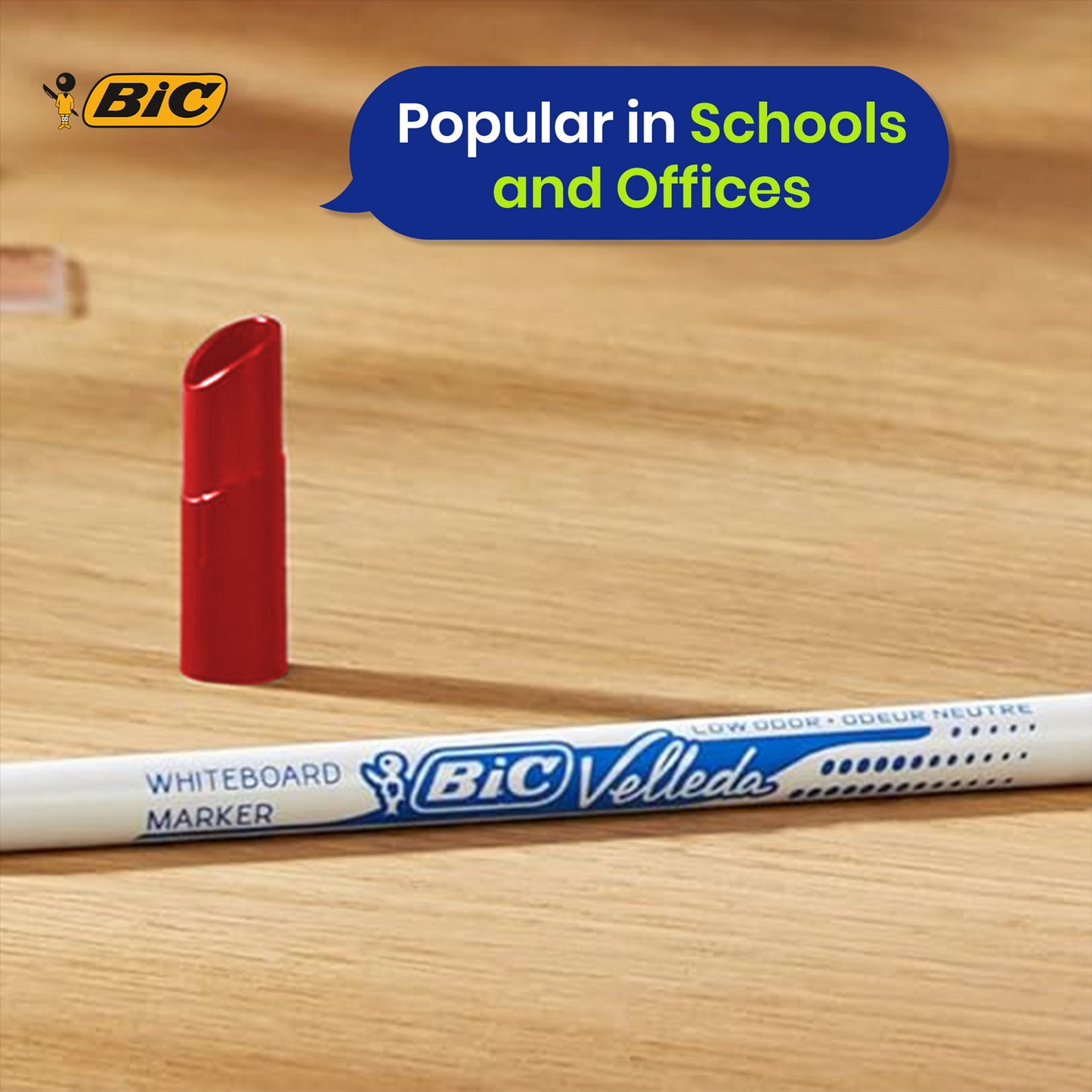 BIC Whiteboard Marker Plastic Bullet Tip Dry Erase Pen Low Odour Ink for Office School