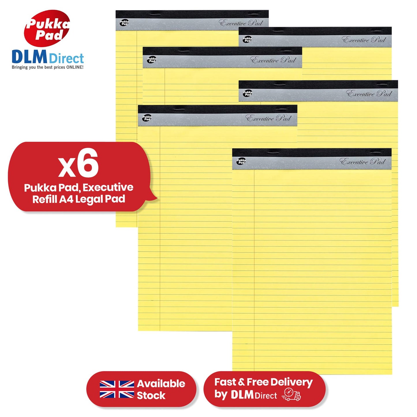 Pukka Pad A4 Refill Pads 160 Lined Pages Notepad, 80GSM Legal Notebook for Taking Notes