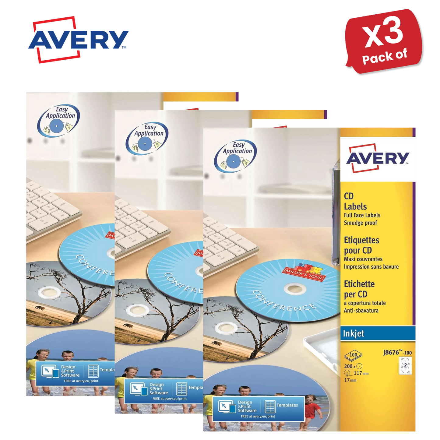 Avery J8676-100 Data Storage Labels, 200 Per Pack, 117 mm, Permanent - 1 to 5