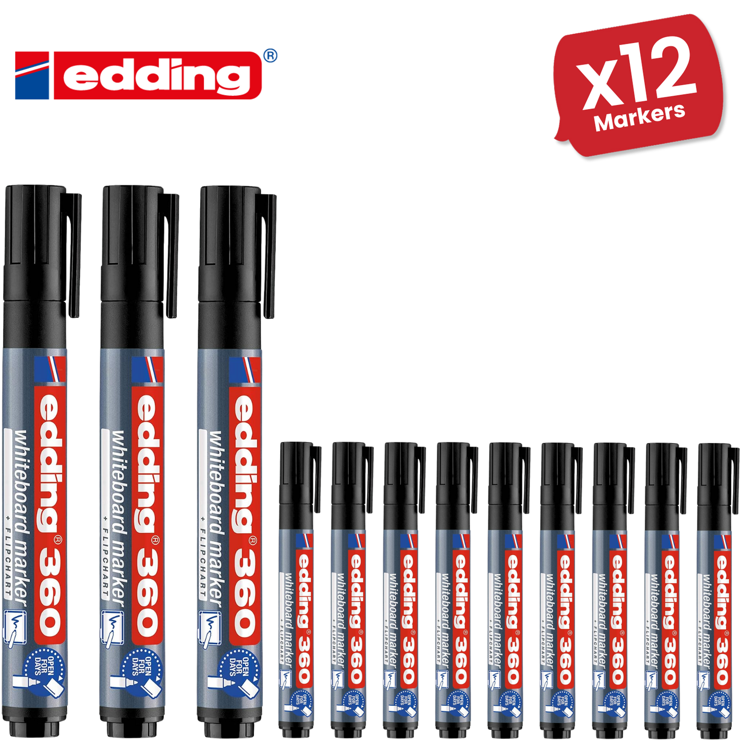EDDING 360 BULLET TIP BLACK WHITEBOARD MARKERS - Single