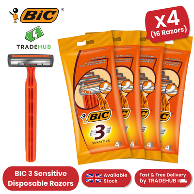 Bic 3 Sensitive Razors - 4 Packs (16 Razors)