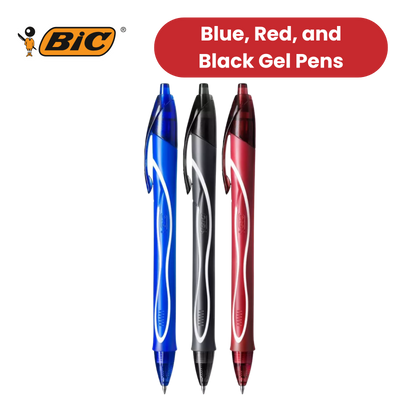 BIC Gel-ocity Quick Drying Gel Pen, Assorted Colours, 3 Pack