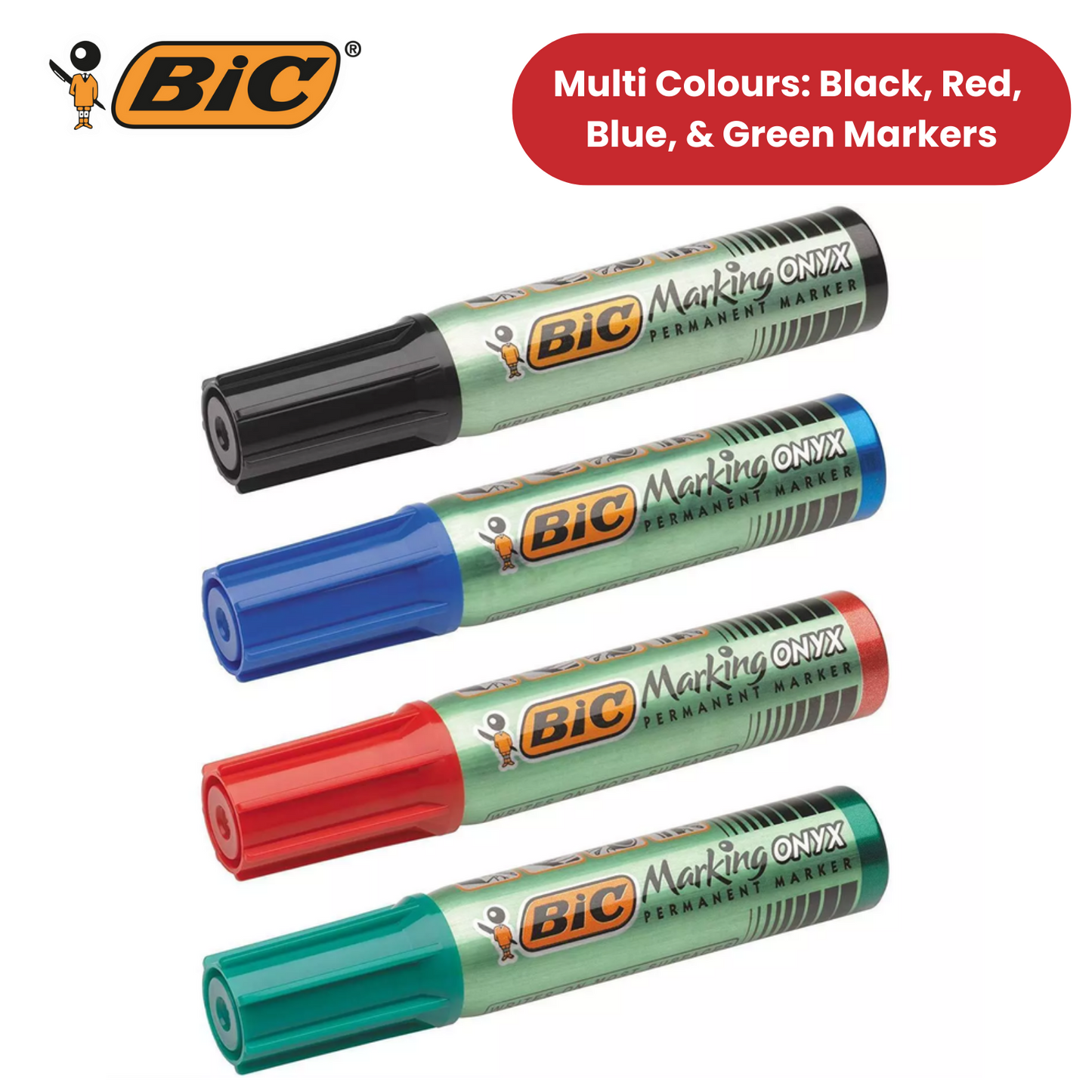 BIC ONYX 1482 Mini Permanent Marker Bullet Tip Assorted Pack of 4 - 1 to 5 Packs