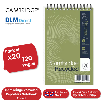 Cambridge Recycled Reporters Notebook Ruled 120 Pages (Pack of 10)