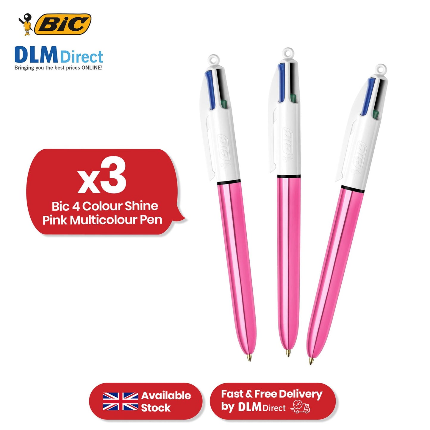 BIC 4 Colours Shine Multicolour Pen - 4 in One Biro for Students
