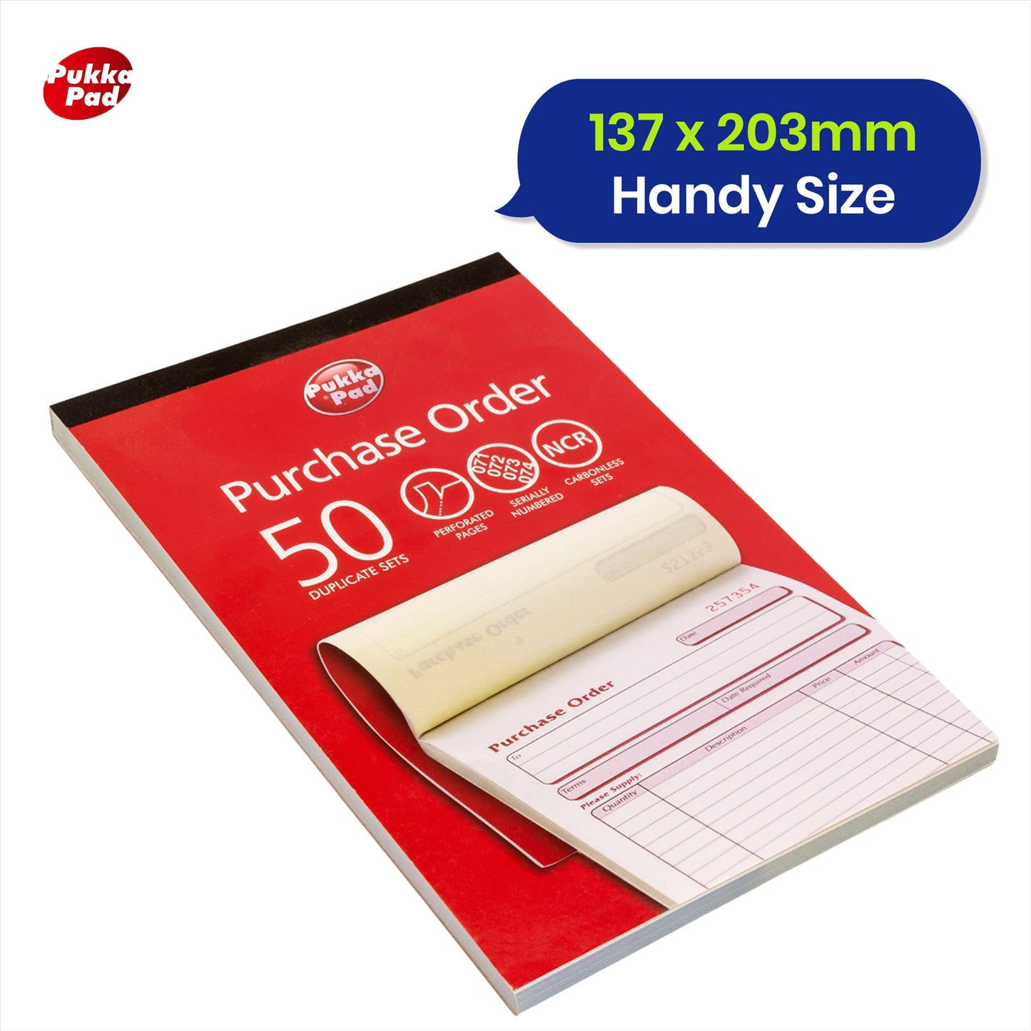 Pukka Pad Purchase Order Book Paper Duplicate NCR Record Book Carbonless Order Pads for Small Business & Office