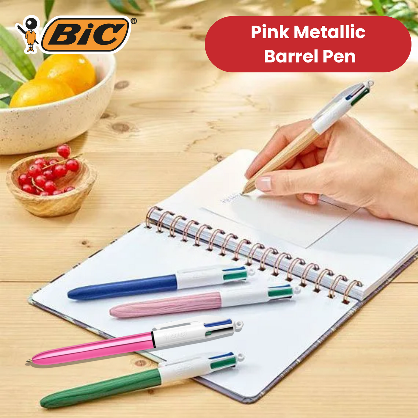 Bic 4 Colour Pack of 3 - 1 Shine Blue + 1 Shine Purple + 1 Shine Pink