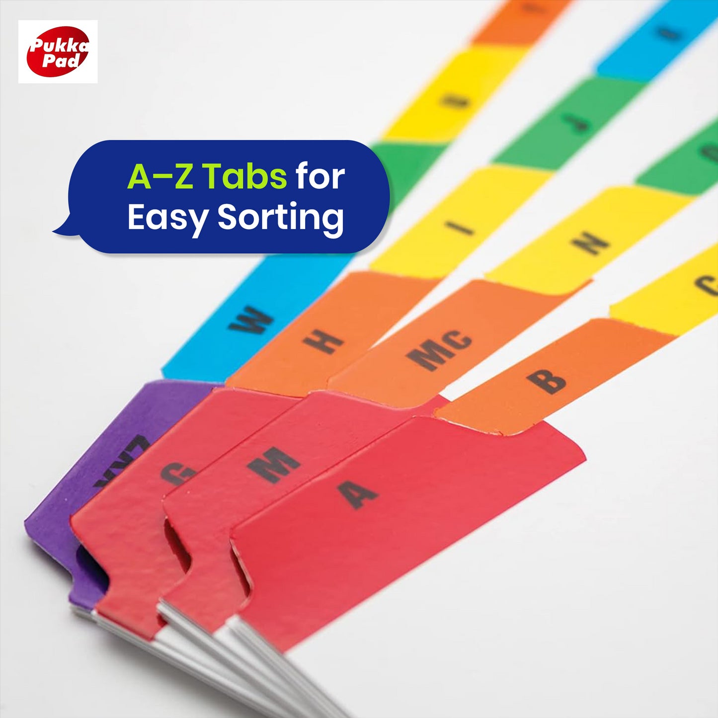 Pukka Pad A-Z Concord Guide Cards 8x5 with Colour Tabs For Filing & Study Tasks