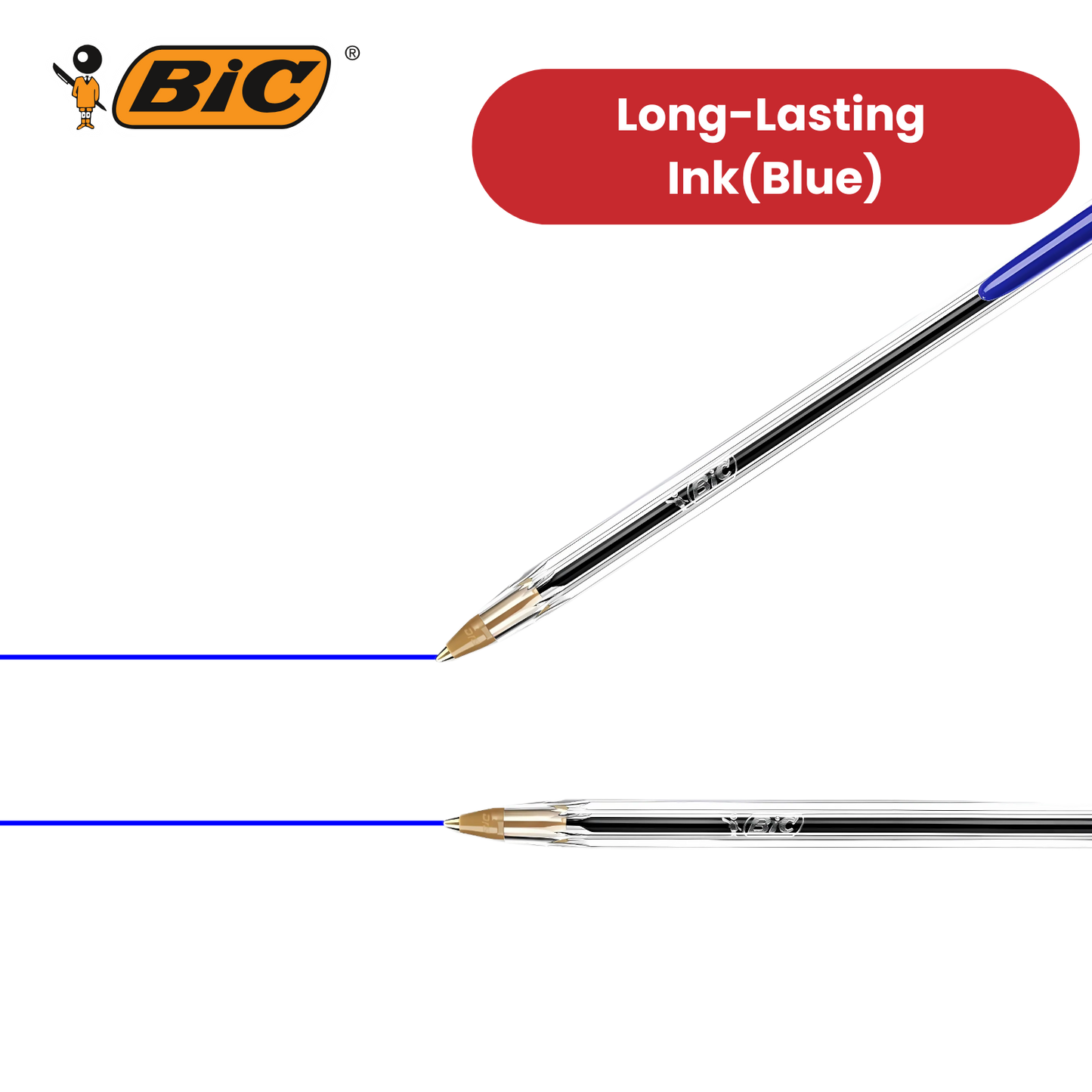 BIC Cristal Original Ballpoint Pens Medium Point (1.0 mm) Blue, Pouch of 8 - 1-5