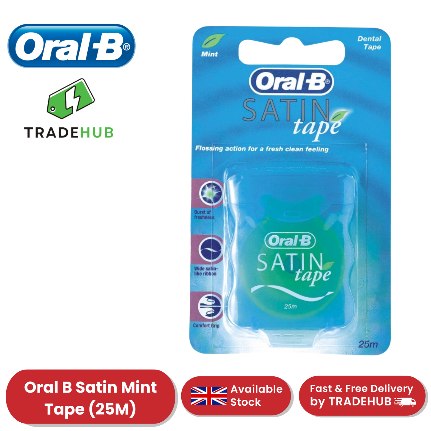 ORAL B SATIN TAPE MINT 25M - Single - 1 to 36 Packs