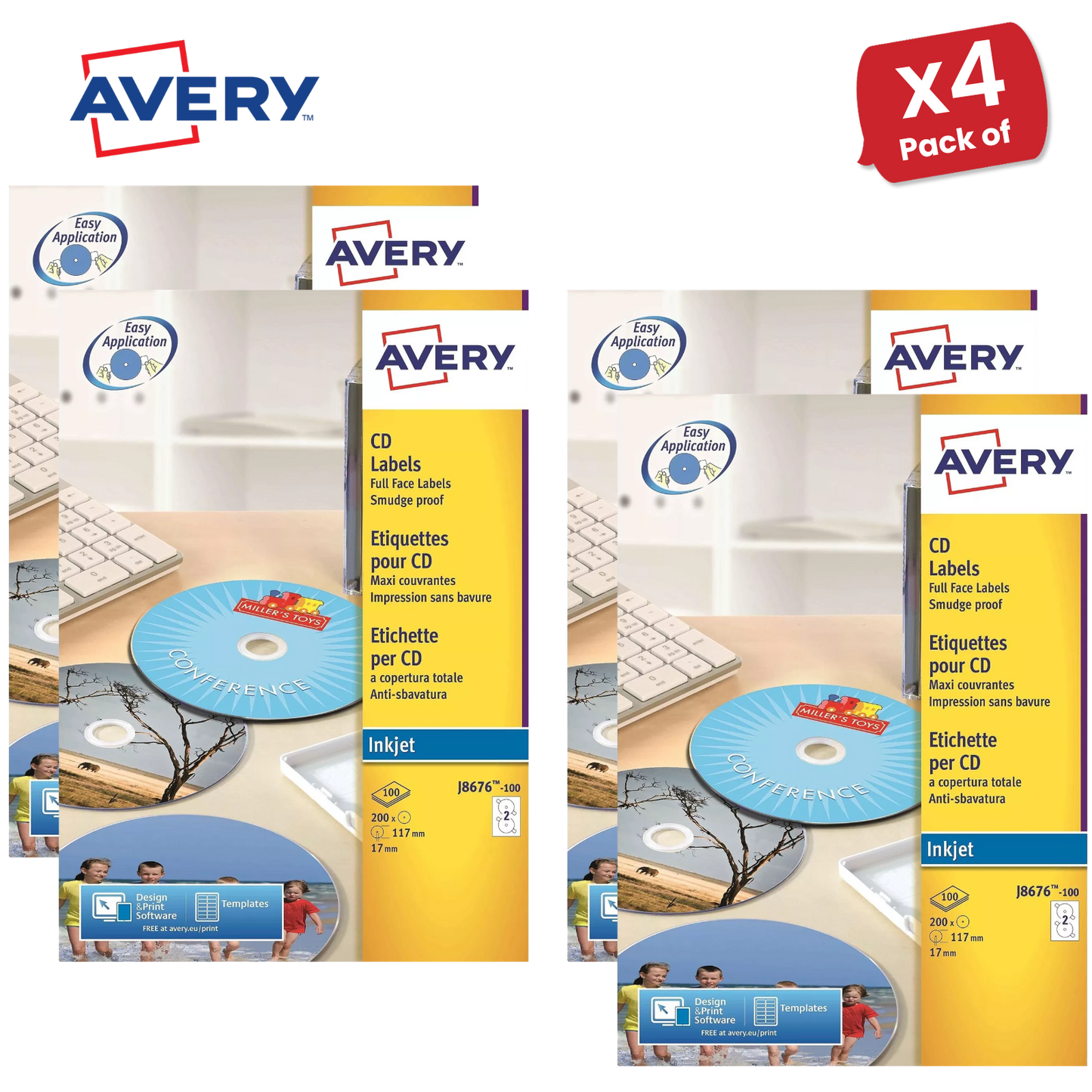 Avery J8676-100 Data Storage Labels, 200 Per Pack, 117 mm, Permanent - 1 to 5