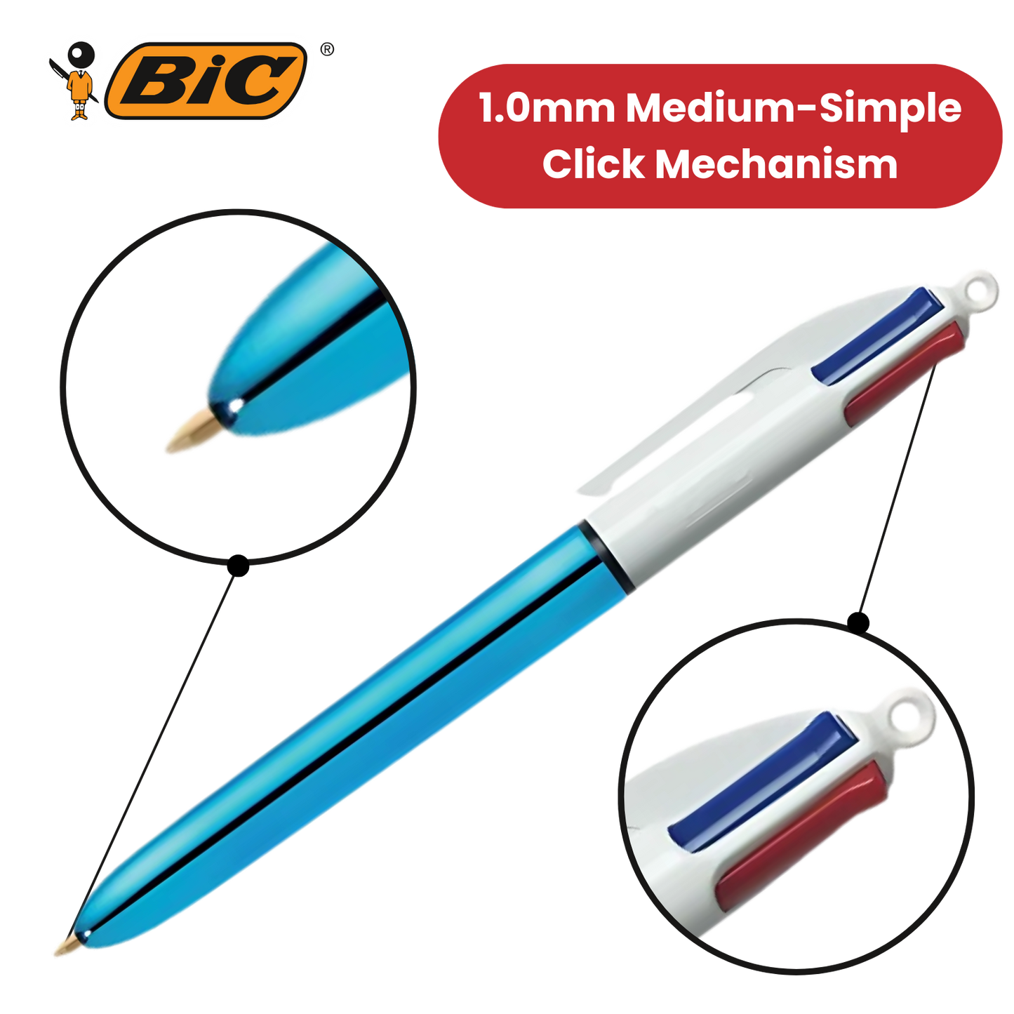 Bic 4 Colour Shine - Blue - Single Pen