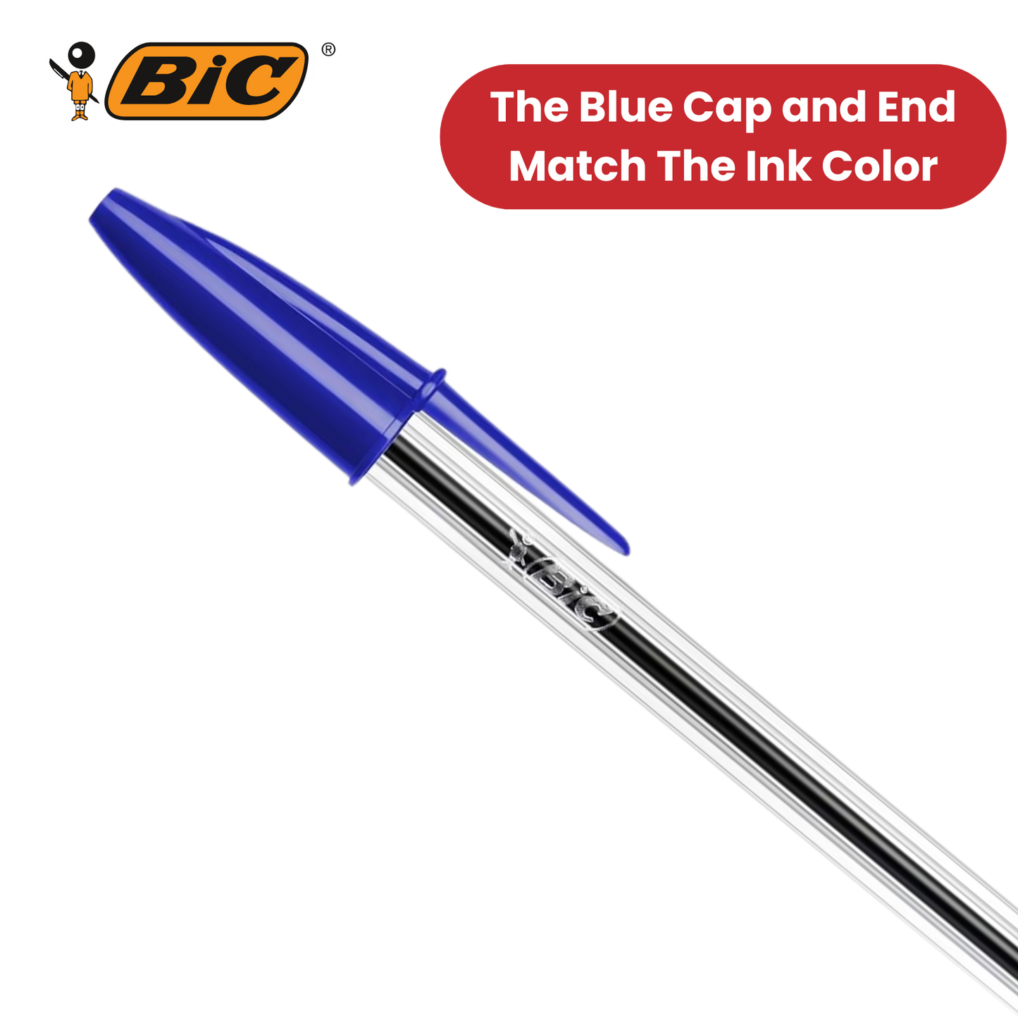 BIC Cristal Original Ballpoint Pens Medium Point (1.0 mm) Blue, Pouch of 8 - 1-5