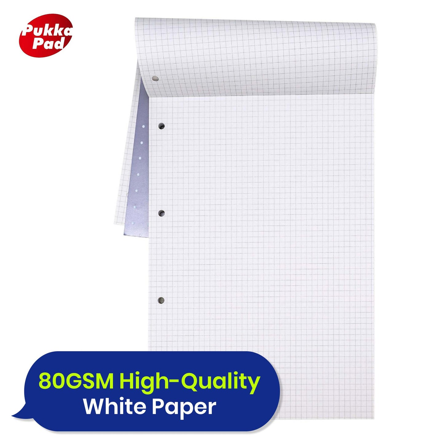 PUKKA PAD A4 Squared White Pad 160 Pages 5mm Grid for Maths and Technical Work