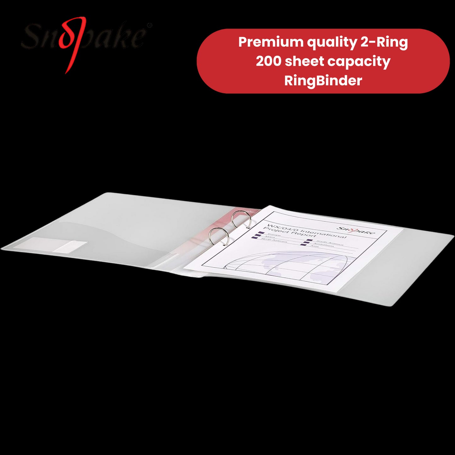 Snopake 2-Ring A4 Clear Binder - Durable, Transparent Document Storage Pack of 1