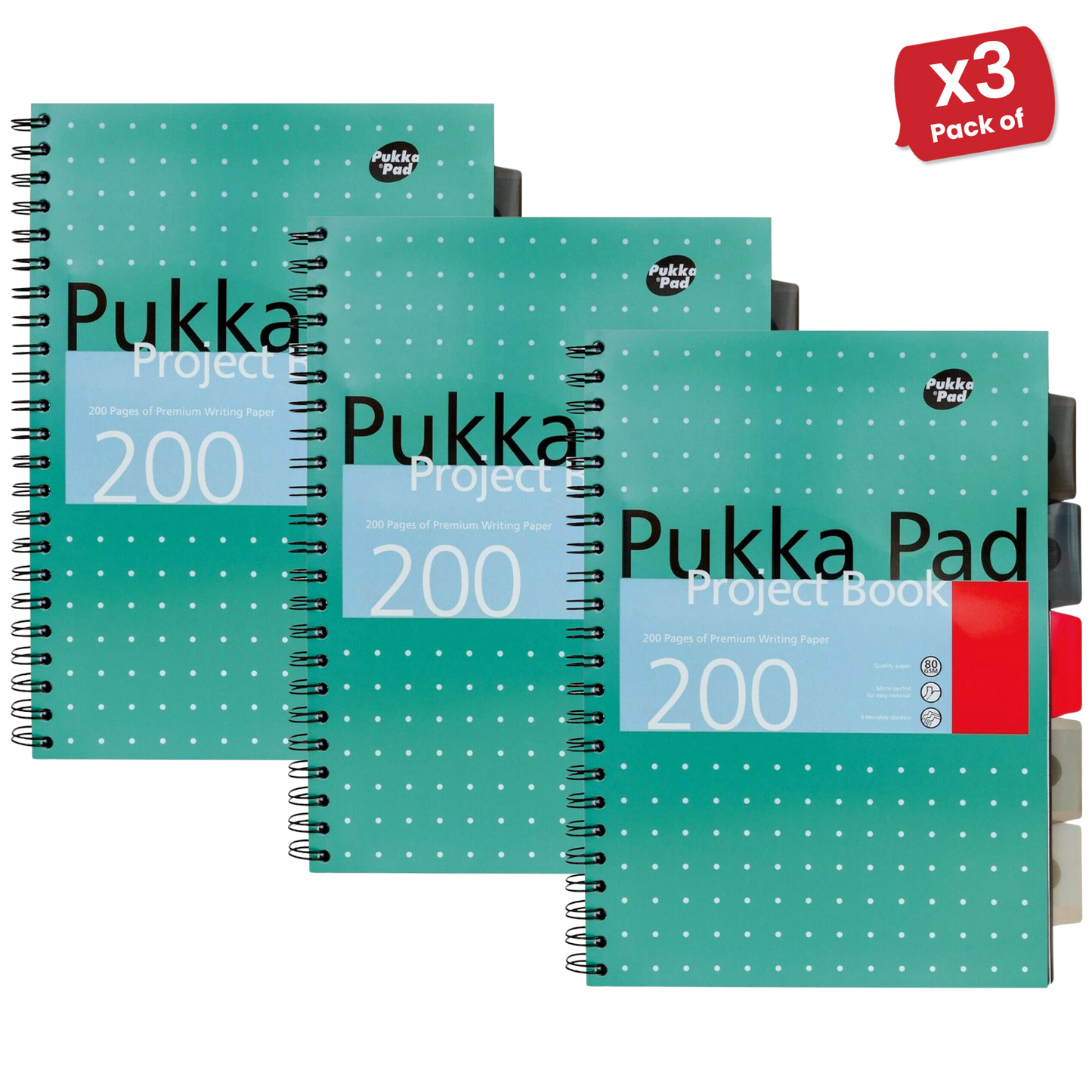 PUKKA WHITE A4 WIREBOUND PROJECT BOOK (RULED/MARGIN) - PACK OF 1