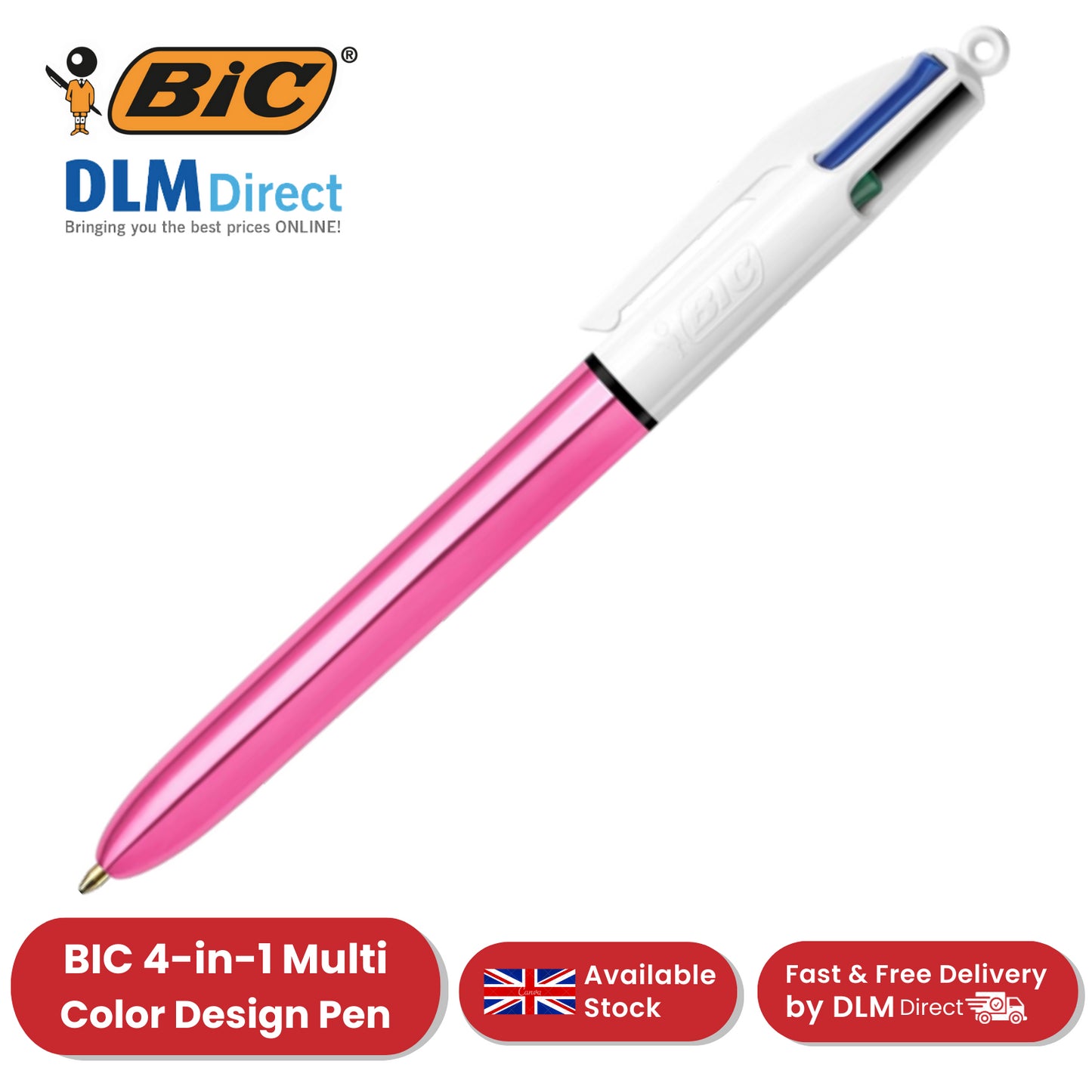 BIC 4 Colours Shine Multicolour Pen - 4 in One Biro for Students