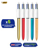 BIC 4 Colours Shine & Party Pens Pack of 5 with 4 Ink Colours in One