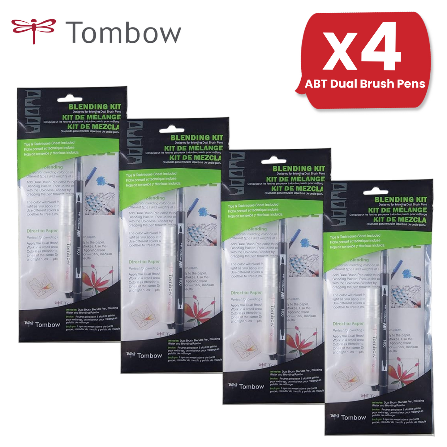 Tombow Blending Kit For Blending Water-Based Brush Pens & Calligraphy Pack of 4
