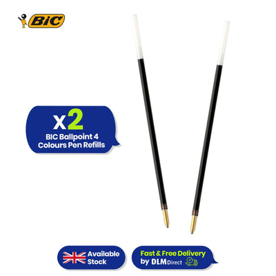 BIC Ballpoint Pen Refills Medium Point Ink Cartridges Biro Refill for Gel Rollerball Fountain Pens for Office School Home