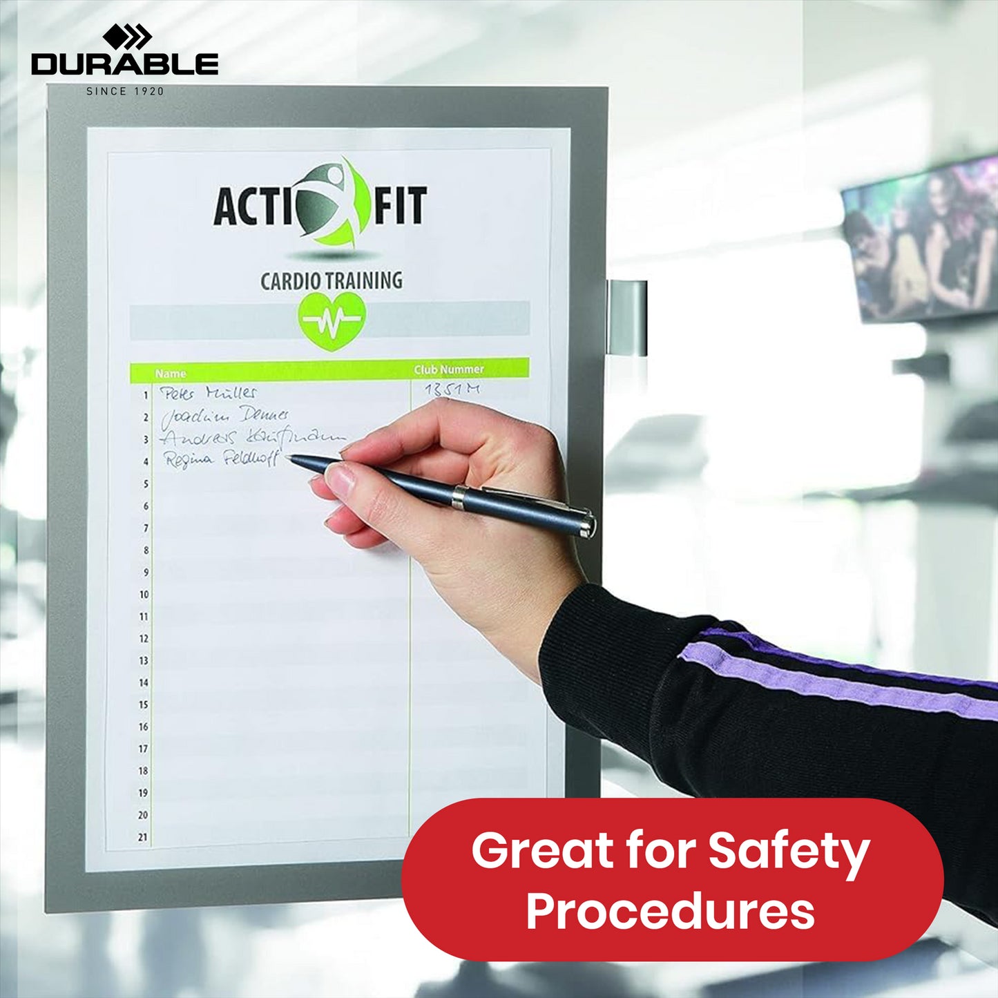 Durable DURAFRAME Magnetic Frame - Silver A4 Magnetic Sign Holders with Pen Holder for Time Tables