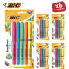 Bic brite liner Grip (1.6 to 3.3 mm) Chisel Tip Highlighter Pen Assorted (1 x Pack of 5 Highlighter Pens) - 1 to 5 Packs