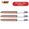 BIC 4 Colour Shine - Rose Gold - Pack of 3