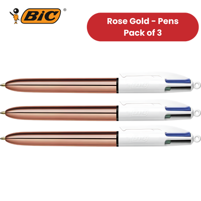 BIC 4 Colour Shine - Rose Gold - Pack of 3