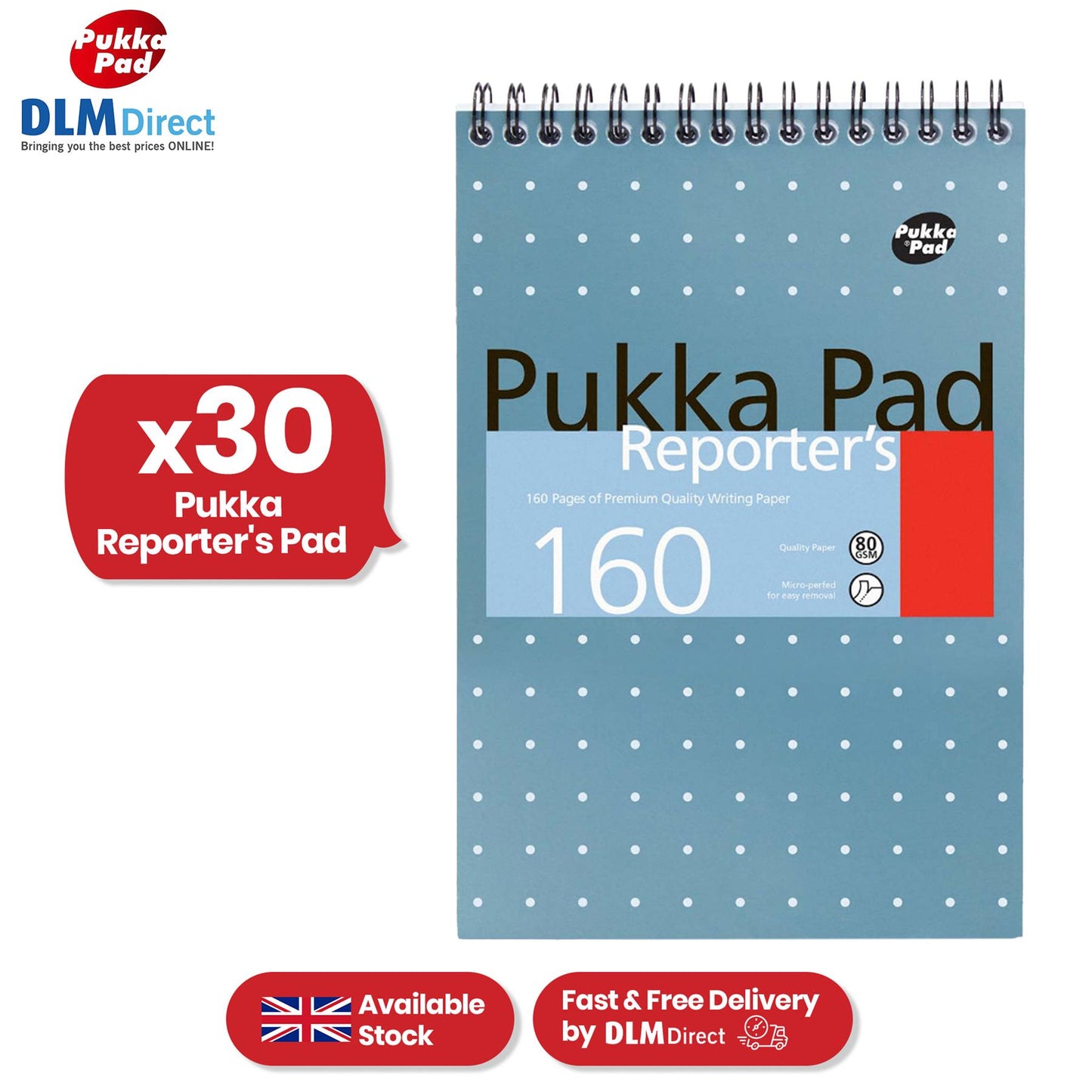 Pukka Pad Reporter's Notepad - 160 Pages Metallic Blue Spiral Notebook for Daily Notes