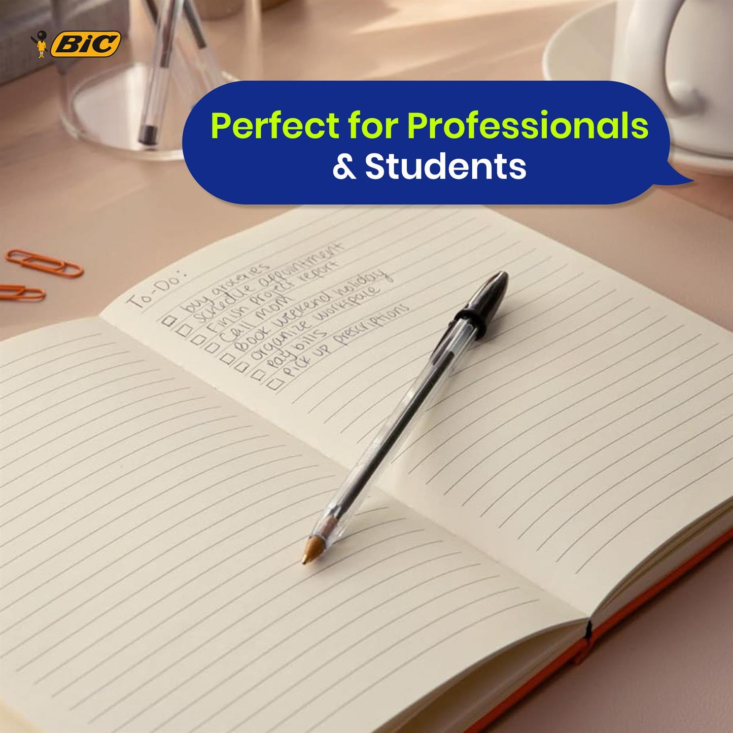 Bic Cristal Original Ballpoint Pens Medium Tip (1mm), Black, Blister of 10