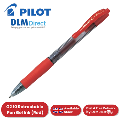 Pilot G-210 Retractable Pen Gel Ink 1.0mm Broad Rollerball Ball Point Pens - Red