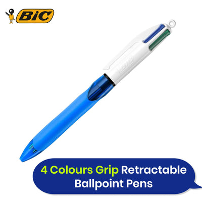 BIC 4 Colours Extra-Comfort Grip - Medium Point (1.0 mm) - Box of 12