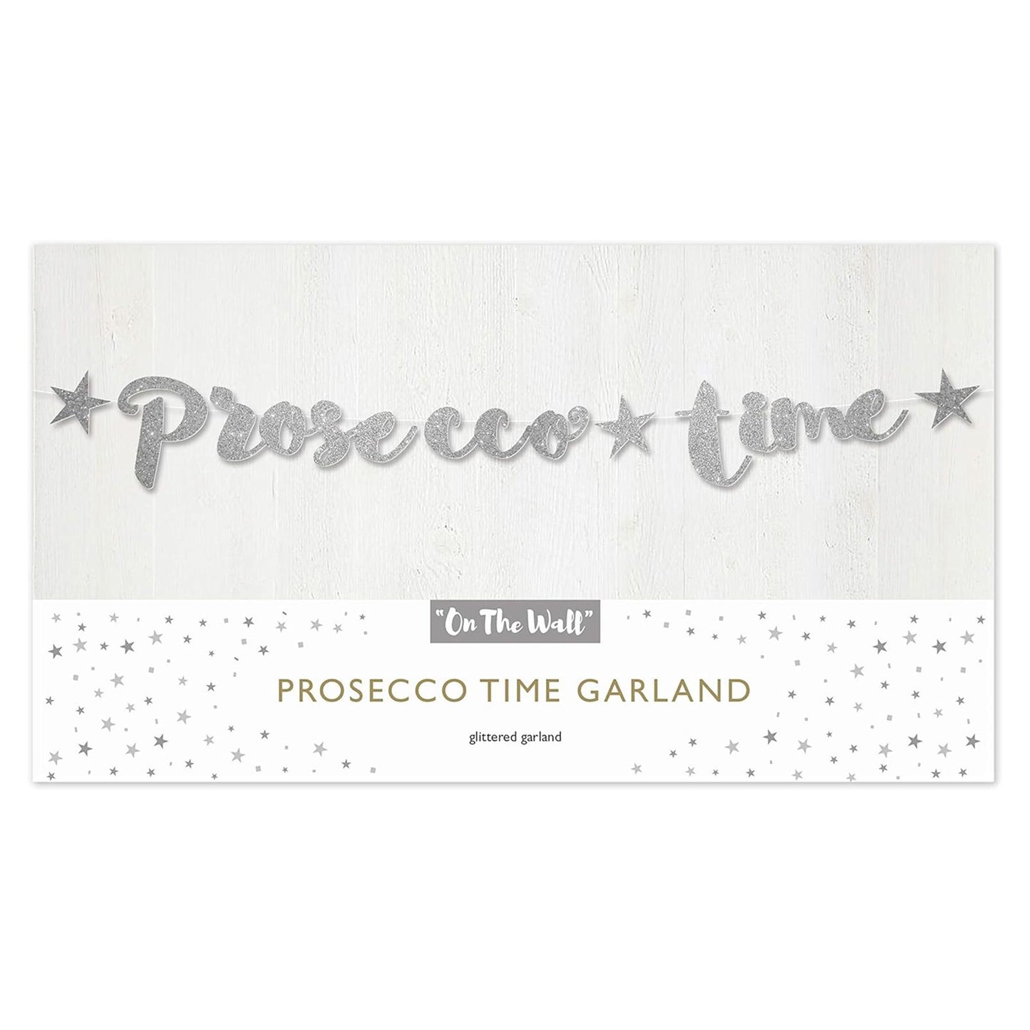 Prosecco Bunting 1.5m Silver Glitter Banner Prosecco Party Decoration for Events