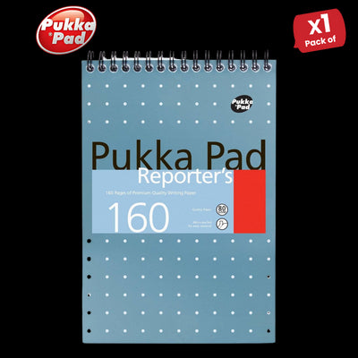 Pukka Pad Reporter's Notepad - Metallic Blue Spiral Notebook, 160 Pages Writing Book for Daily Notes