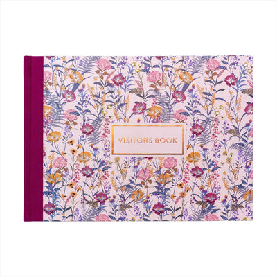 Pukka Pad A4 Visitor Log Book Cream 96 Pages Floral Hardcover Sign In Book for Office or School