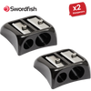 Swordfish Blinc Blinc Double-Hole Zinc Pencil Sharpener, Smooth & Stylish Black
