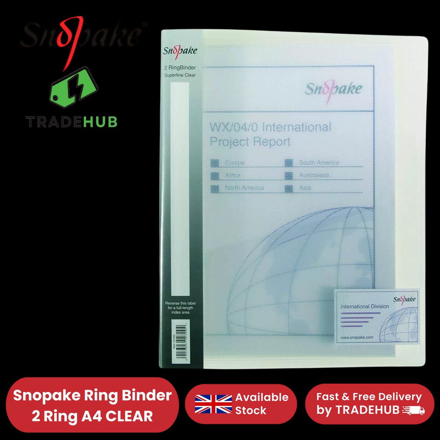 Snopake 2-Ring A4 Clear Binder - Durable, Transparent Document Storage Pack of 1