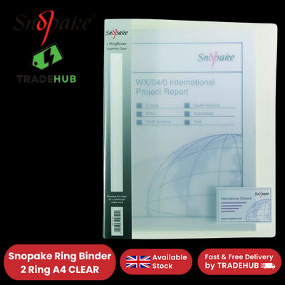 Snopake 2-Ring A4 Clear Binder - Durable, Transparent Document Storage Pack of 1