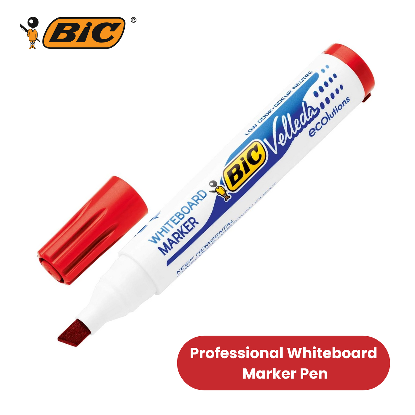 BIC Velleda 1751 ECOlutions Whiteboard Markers Red - Box of 12 - 1 to 5 Packs