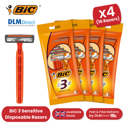 Bic 3 Sensitive Razors - 4 Packs (16 Razors)