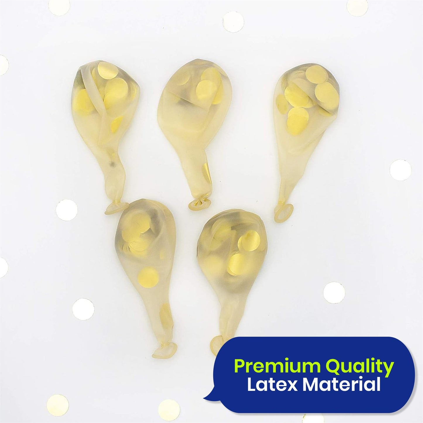 Gold Confetti Balloons 12 Inch Pack of 5 for Birthdays & Celebrations