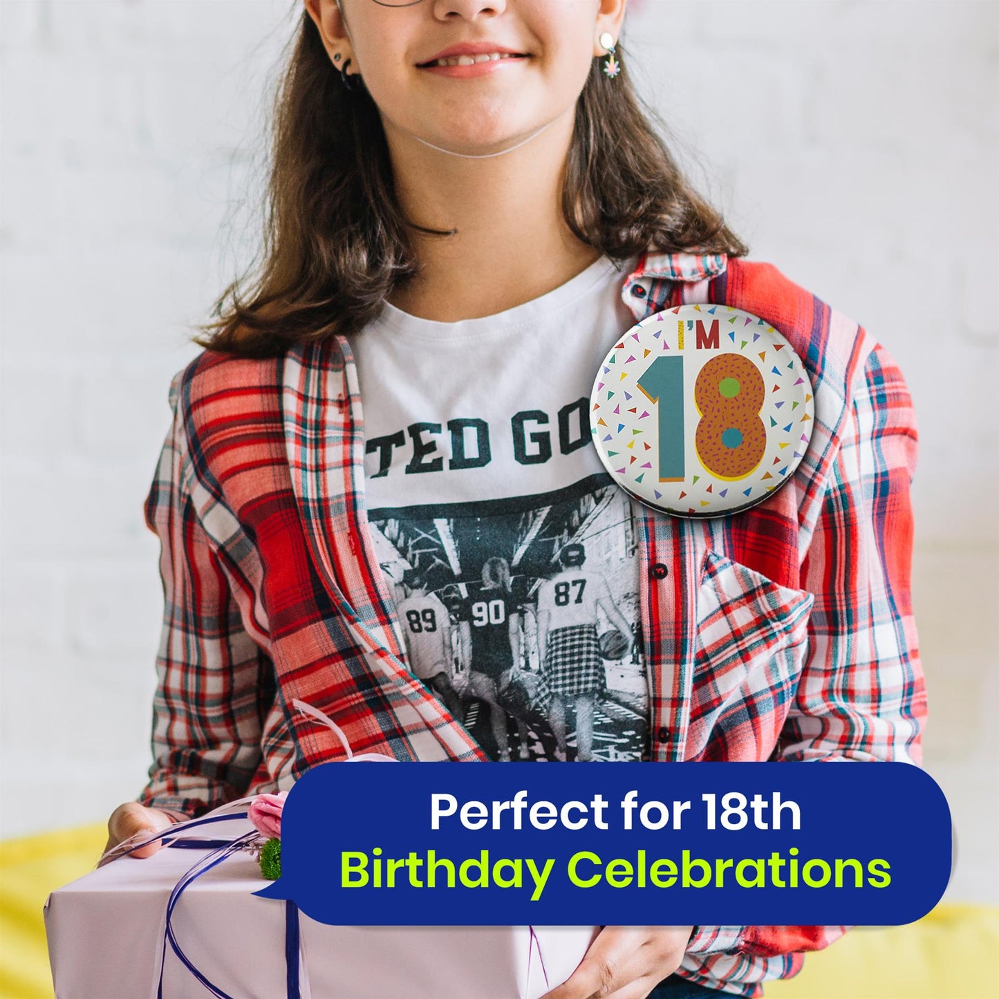 Silver 18th Birthday Badge 8.5cm Age Badge for Party Outfit and Celebrations