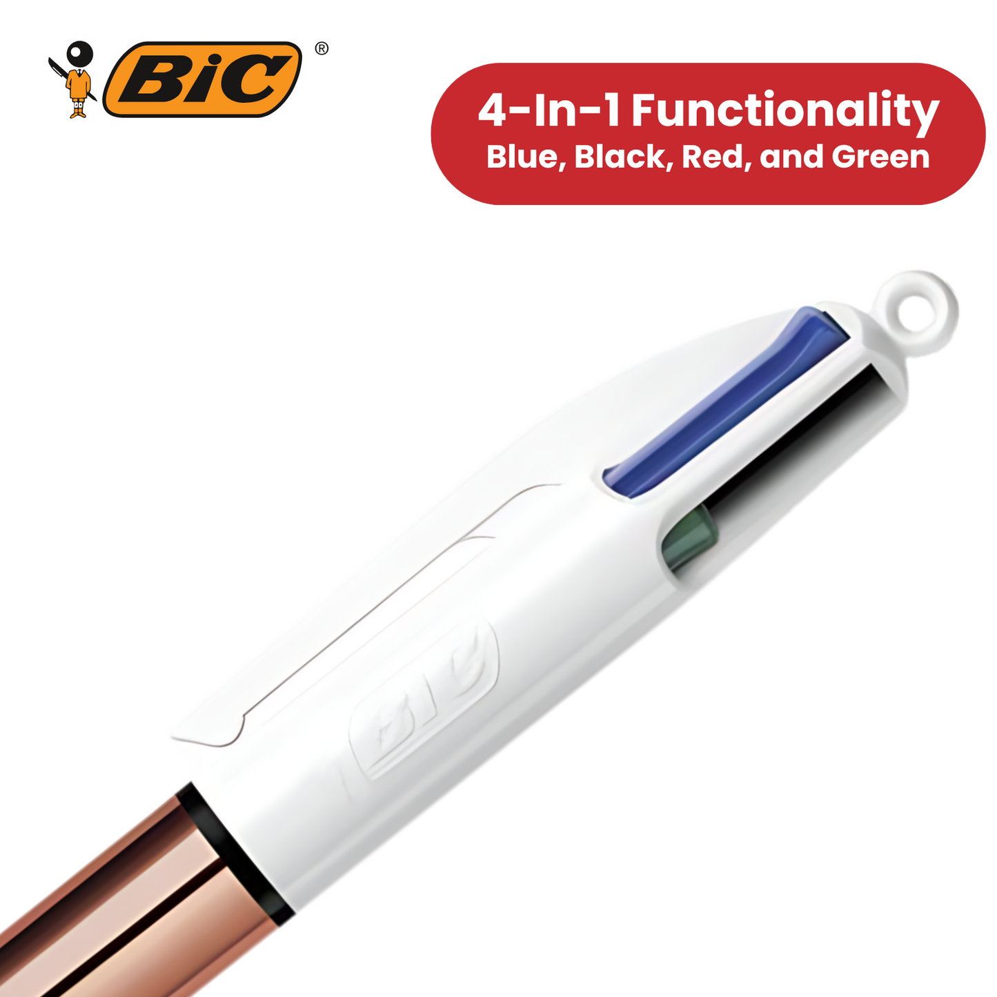 BIC 4 Colour Shine - Rose Gold - Pack of 3