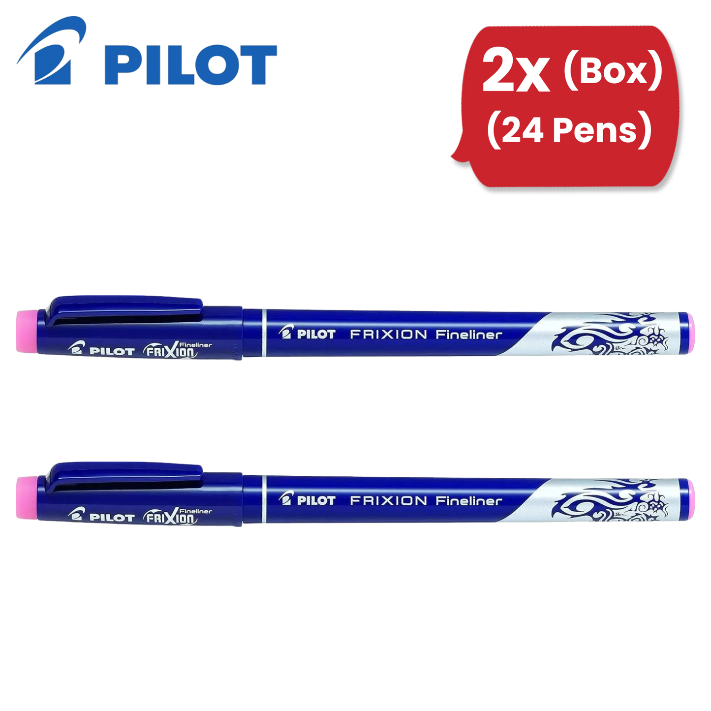 Pilot Frixion Fineliner Felt Pen Vibrant Baby Pink Erasable Ink - Pack of 12