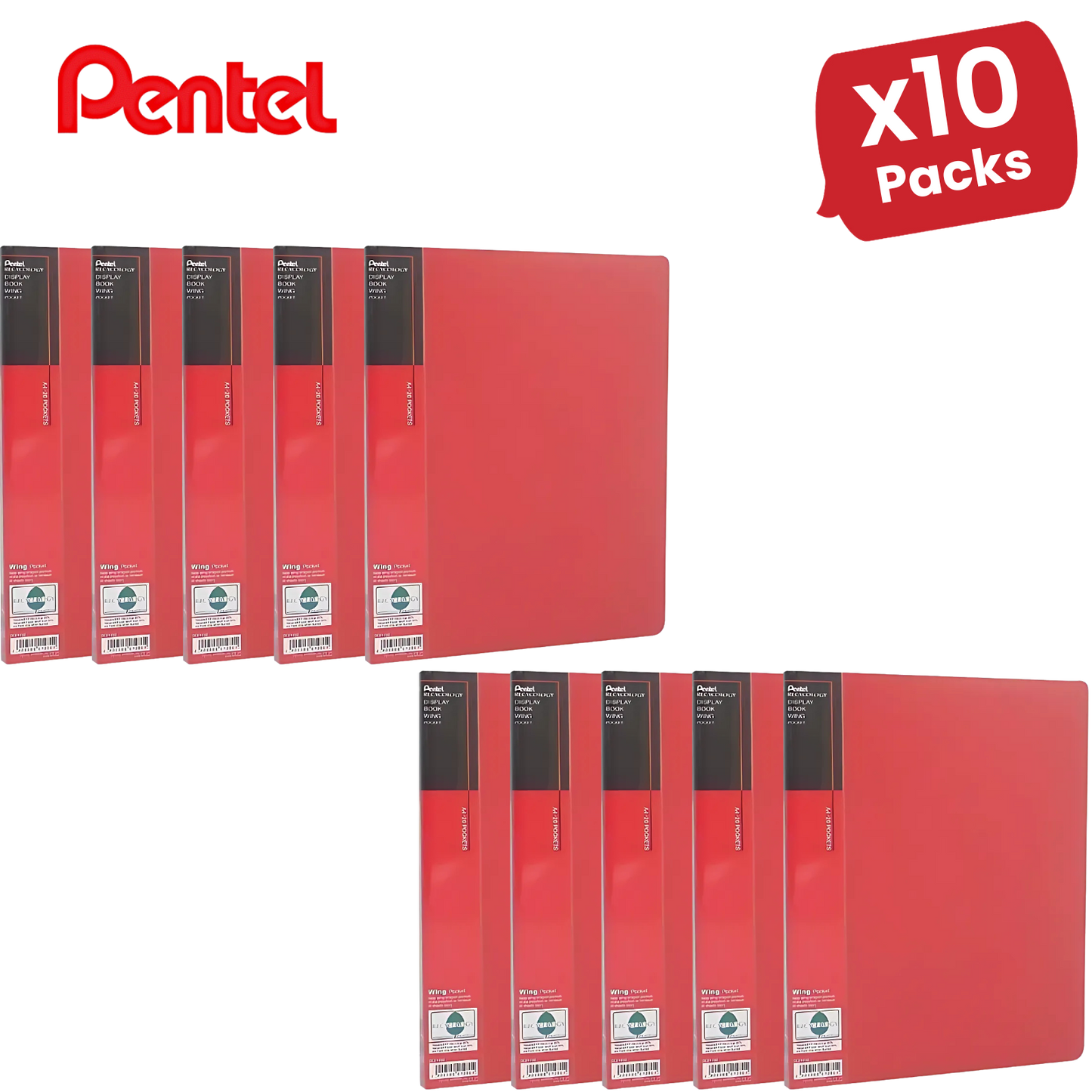 PENTEL RECYCOLOGY A4 DISP BK 20PKT RED - Pack of 1