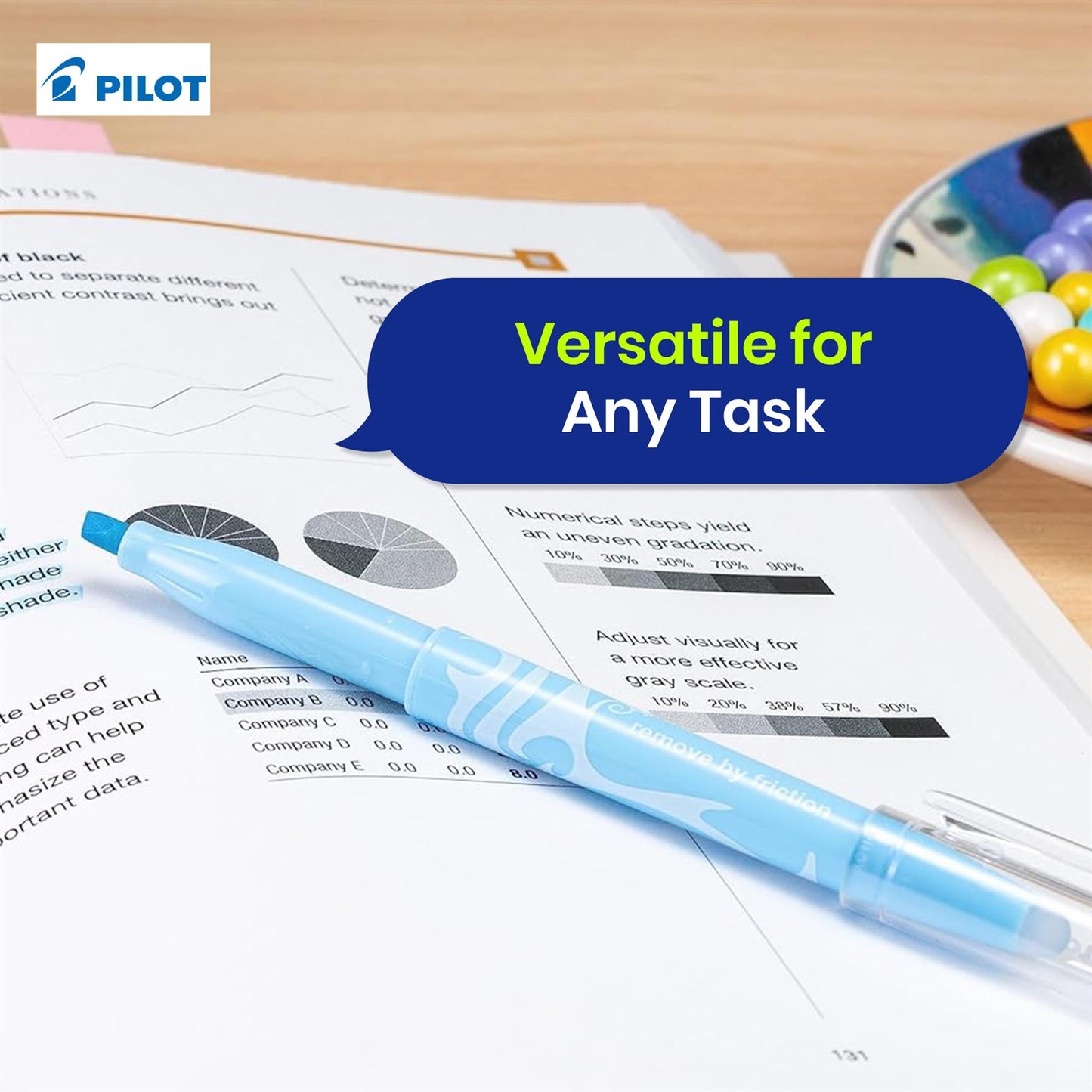 4x Pilot FriXion Soft Light Erasable Highlighter Assorted Pens for School & Office