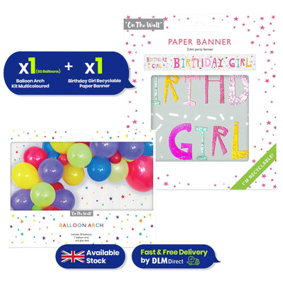 Balloon Garland and Birthday Girl Banner Set for Colourful Party Decor