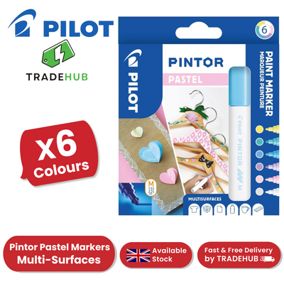 Pilot Pintor - Pastel - Wallet of 6 - Medium Blue,Yellow,Violet,Green,Pink,White