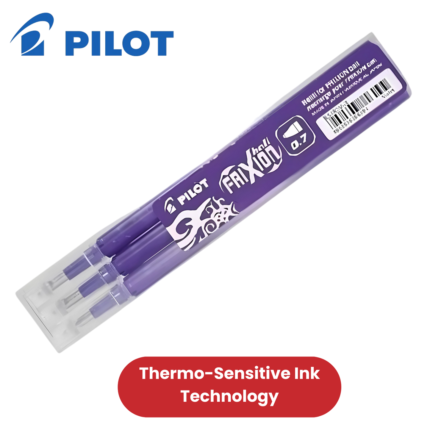 Pilot FriXion Pen Refills Purple/Violet - (Pack of 3) 0.7mm Fine Tip Erasable